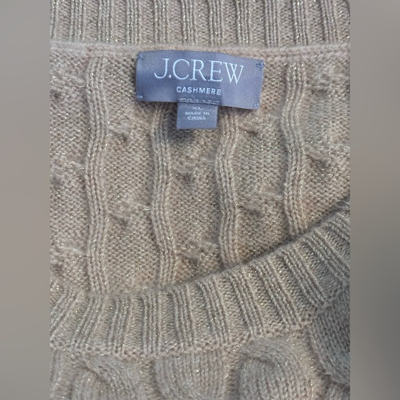 New JCrew Cashmere shrunken cable-knit crewneck sweater with Lurex® threads - Picture 6 of 8